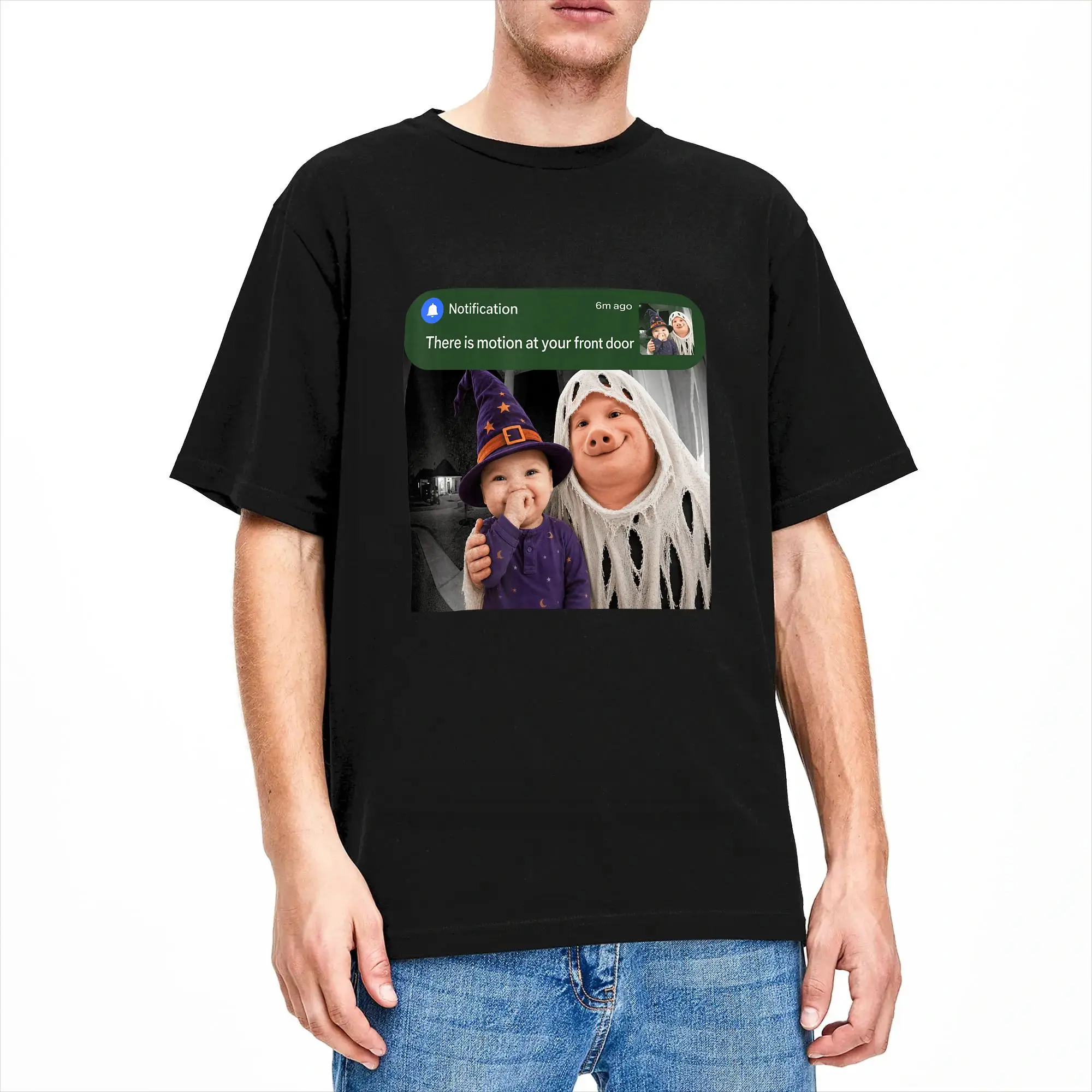 There is Motion At Your Front Door John Pork and Ai Baby Men's T Shirt Vintage Tees Short Sleeve T-Shirt Cotton Plus Size Tops