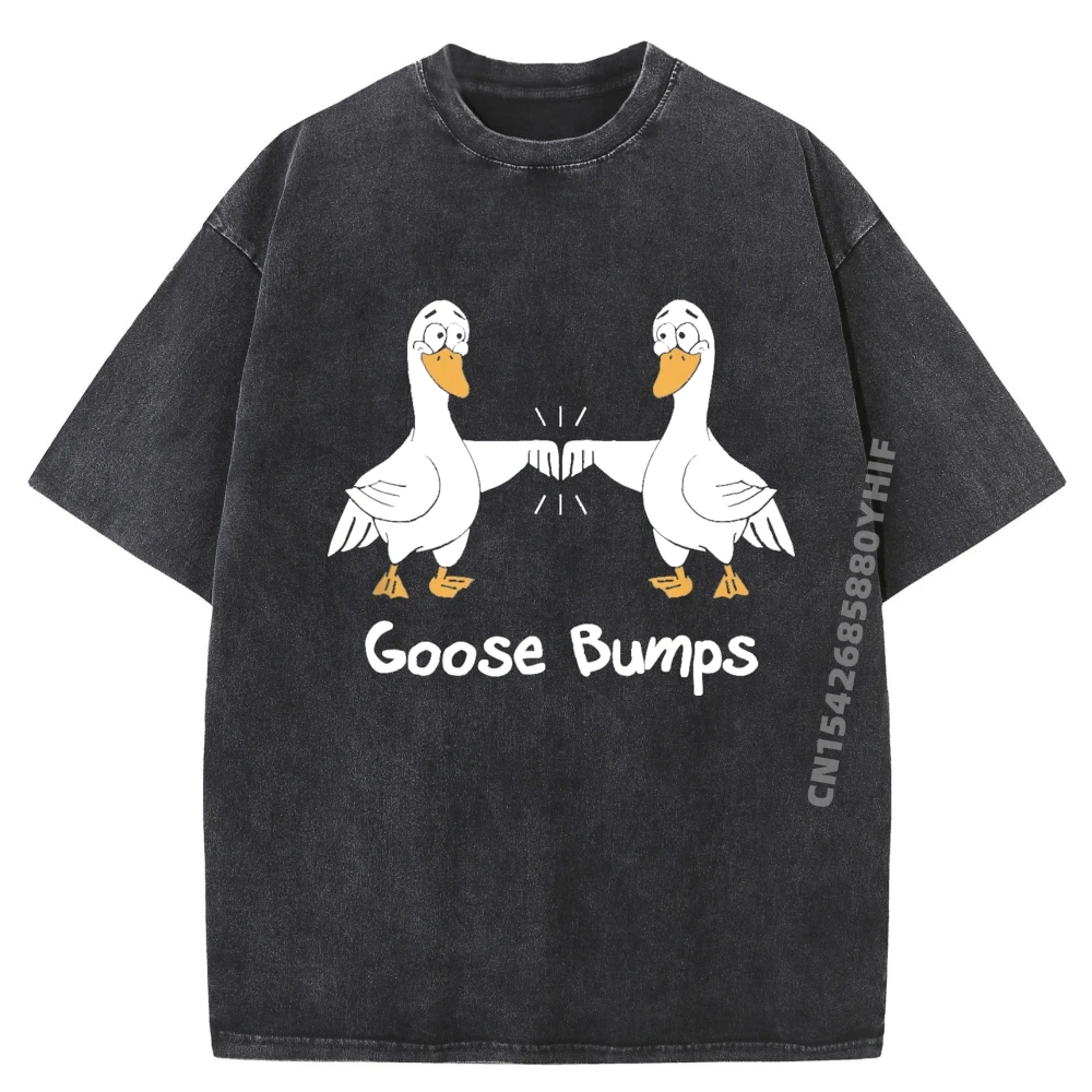 

Goose Bumps Funny Silly Goose Fist Bump Friends Pink Graphic Tees Unisex Washed Shirt Free Shipping Clothes Birthday Gift
