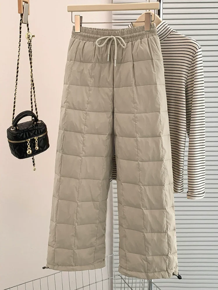 Gerade Kordelzug Unten Baumwolle Hosen Lose frauen Casual Warme Pantalones Dicke Spitze Up Mode Baggy Hohe Taille Hose