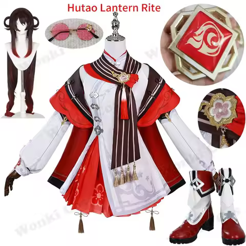 Hutao Lantern Rite Skin Cosplay Costume Wig for Game Impact Hu Tao Cherries Snow-Laden Cosplay Wig Women Carnival Outfits