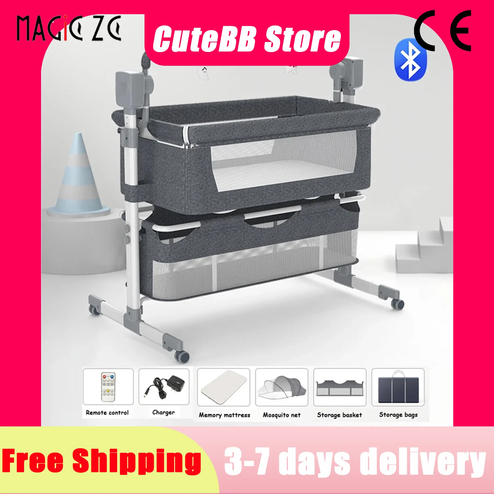 

Детская кроватка-люлька, электрическая качалка для новорожденных, складная, портативная, легкая, для путешествий