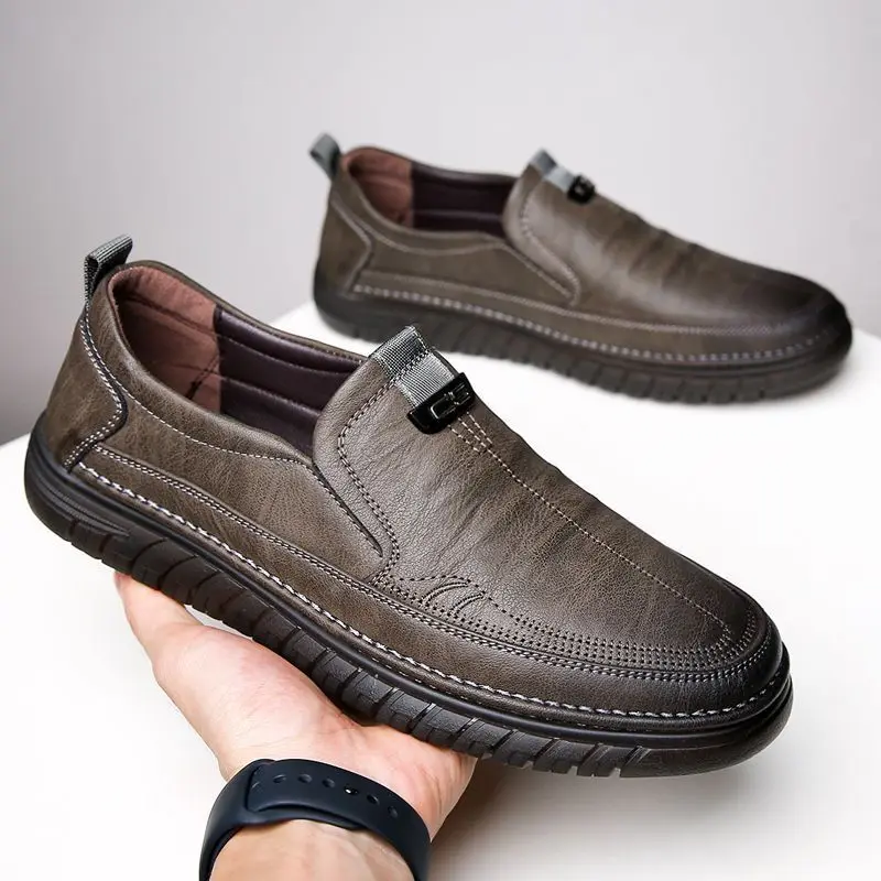 Sewing Comfortable Shoes Retro Penny Loafers Leather Classic Men Casual Slip-on Club Party Shoe Spring Summer Moccasins Flats