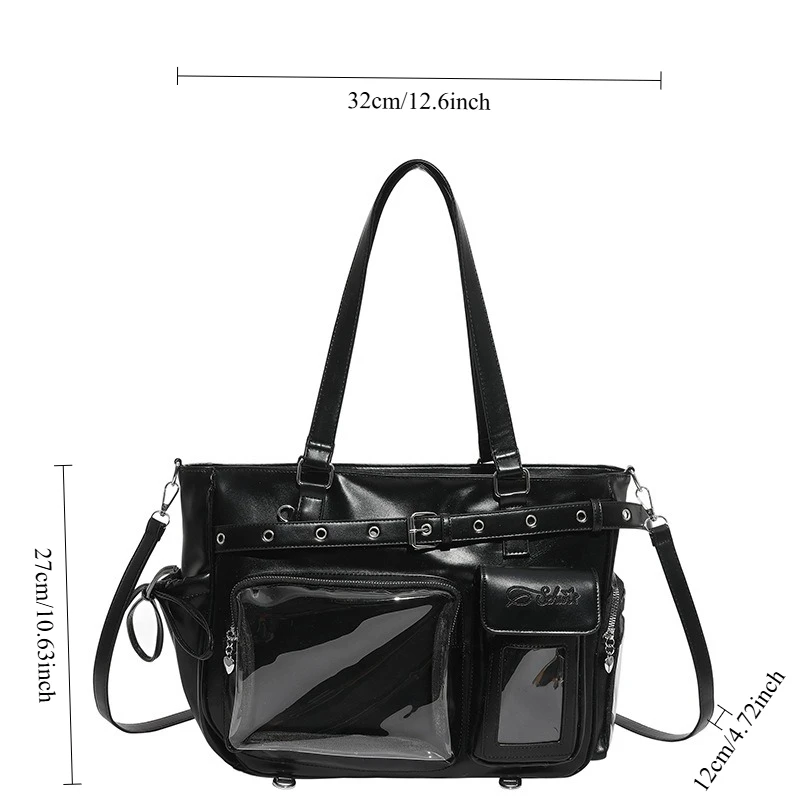 New Large Capacity Transparent Ita Bag Pink Bow Multi Purpose PU Shoulder Backpack JK Anime Bag for Concert and Badge Display
