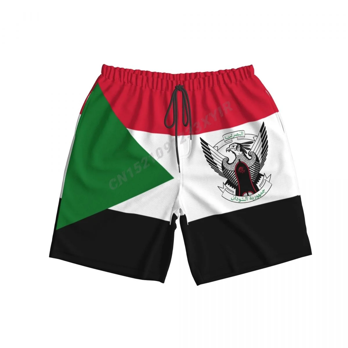 Summer Men\'s Sudan Emblem Beach Pants Shorts Surfing M-2XL Polyester Swimwear Running