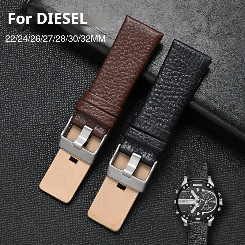 Cinturino In Vera Pelle Per Diesel DZ7312 DZ7314 Nero Marrone 22Mm 24Mm 26Mm 27Mm 28Mm 20Mm 32Mm Bracciale Da Uomo In Pelle Di Vacchetta