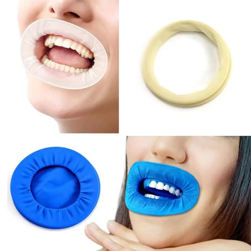 10Pcs Dental Rubber Sterile Mouth Opener White/Blue Oral Cheek Rubber Barrier Opener Dental Consumables