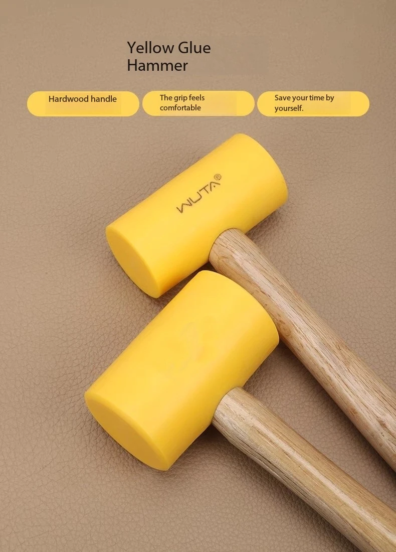 Yellow Rubber Hammer, Leather Hammer Diy Handmade Leather Cutting Hammer Double Headed Tapping Installation Hammer Nylon Hammer