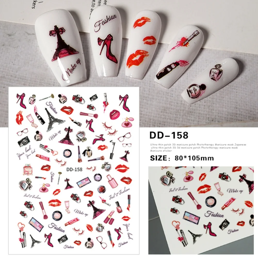 

10/50pcs 3D Flat Nail Stickers Self-Adhesive Manicure Decorative Decals Women DIY Nail Decoration Art Stickers Customizable