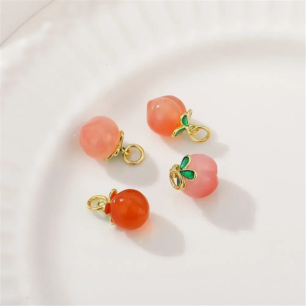 Natural South Red Salt Source Agate Honey Peach Water Red Pomegranate Pendant DIY Bracelet Necklace Ear Jewelry Accessories L409