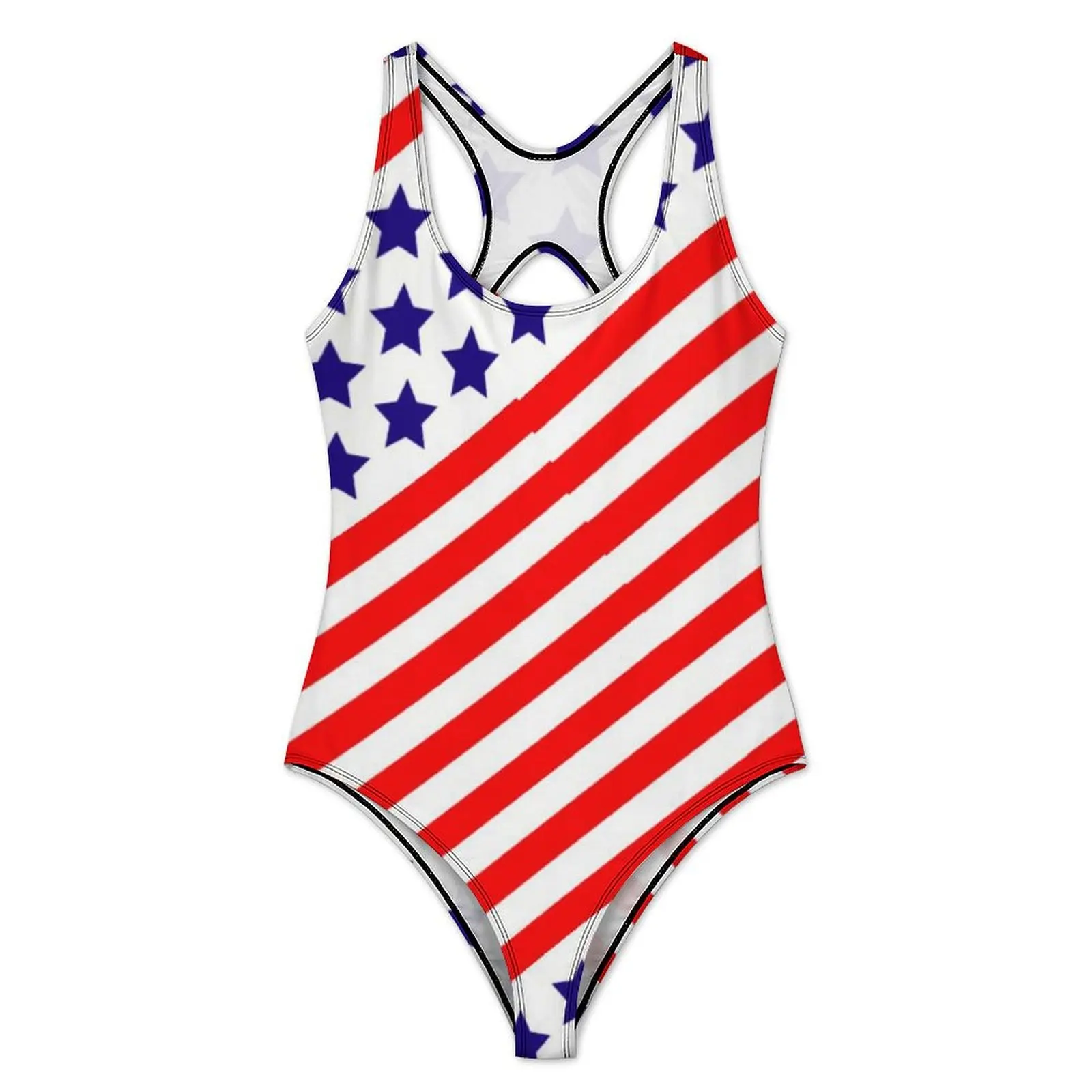 American Flag Stars And Stripes Swimsuit Patriotic USA Swimwear Ladies Push Up One Piece Design Swimsuits High Cut Bathing Suit