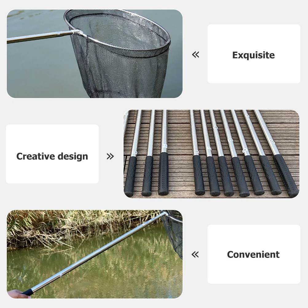 

Fishing Net Support Pole Stainless Steel Heavy Duty Anti-Wear Rod with Ergonomic Grip for Lobster Crayfish Trap Fixator Portable