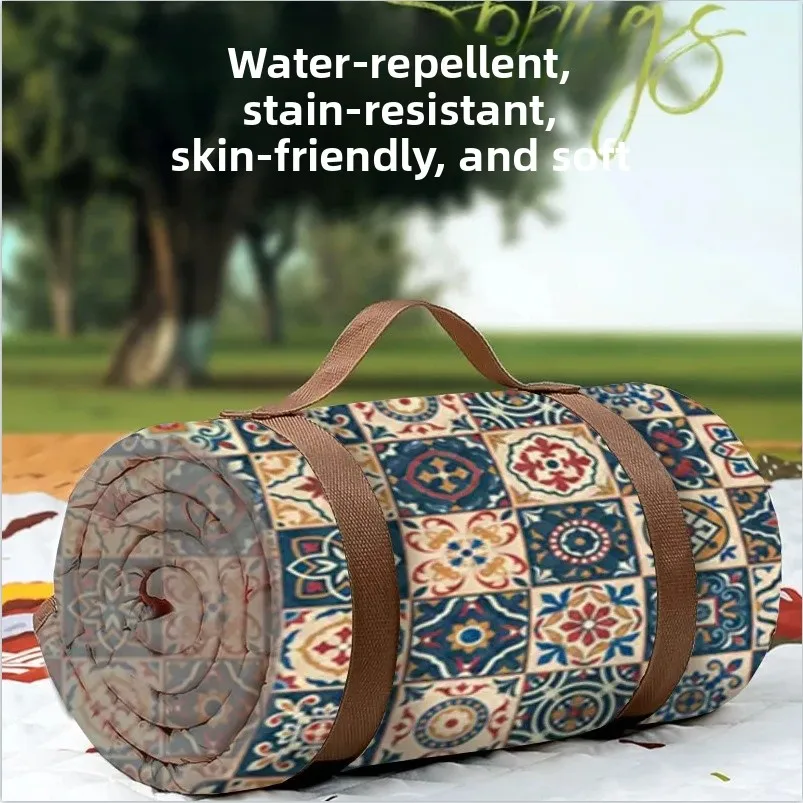 Thickened Waterproof Picnic Mat Camping Beach Travel Ground Mat Moisture-proof Outdoor Leisure Blanket Rustic Style Home Textile