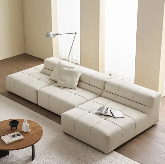 Modern Living Room Sofa Set With Comfort Cushions And Composite Fabric Upholstery For Family Seating And Home Lounge Use
