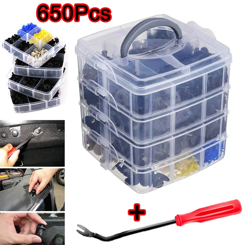 Auto Fastener Clip Mixed Car Fender Push Retainer Pin Rivet Bumper for Door Trim Panel Retainer, Box Package