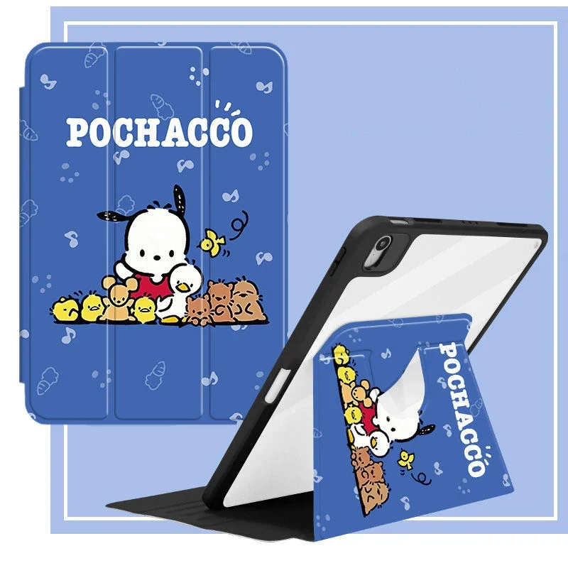 

Pochacco Case For IPad 9th Generation 10.2in Case Cartoon 360° Rotating Case for IPad 1718 9.7in Pro 11in Air4 5 Tri-Fold Cover