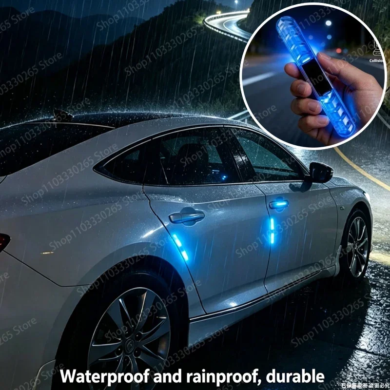 Solar Powered LED Anti-Collision Warning Light Waterproof Stick-On Car Side Safety Marker Lamp No Wiring