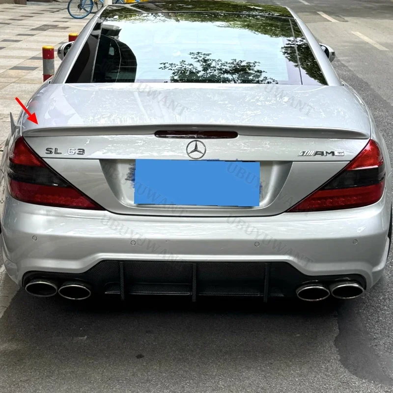 For Benz SL Class R230 SL55 2007 2008 2009 2010 2011 2012 High-Kick Rear Deck Spoiler Lid Tail Fin Carbon Fiber