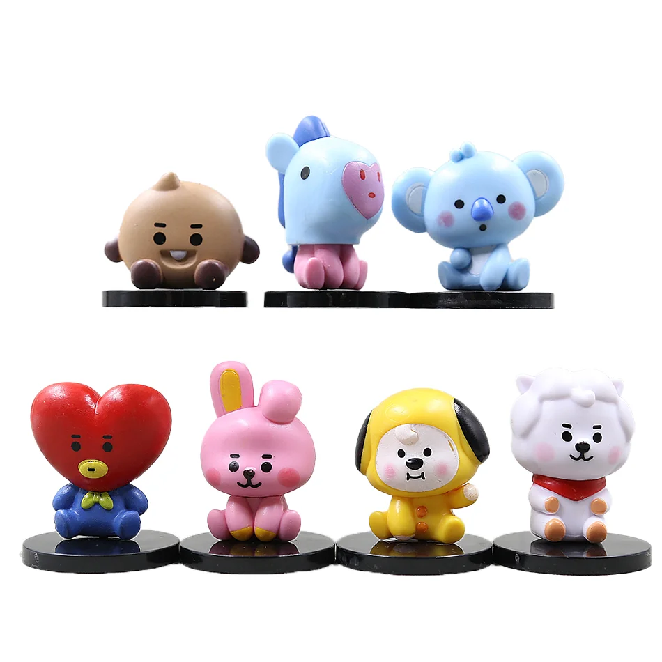 BT21 6cm 7pcs figure korea pop kpop mini figure bts Bt21 koya Model Creative Desktop Accessories Toy Children's Birthday Gift