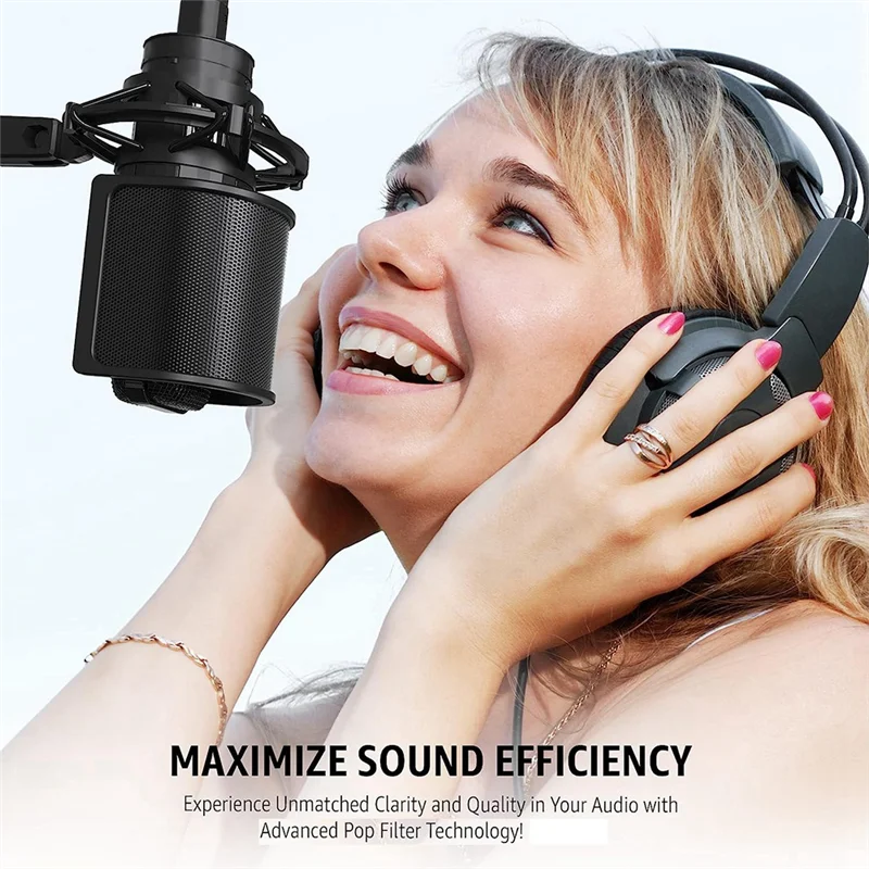Filtro de micrófono, pantalla de micrófono con malla metálica y filtro de espuma, protectores de ruido, accesorios para micrófono