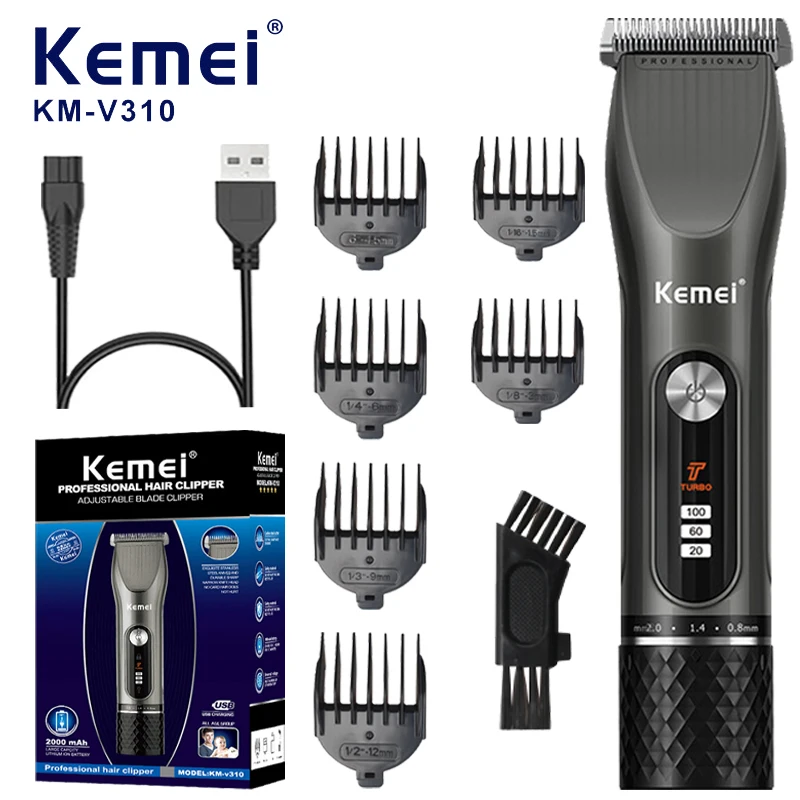 

Kemei Professional Hair Clipper for Mens Cordless Rechargeable Cordless Children Hair Trimmer Eletric Beard Shaver Barber Kit