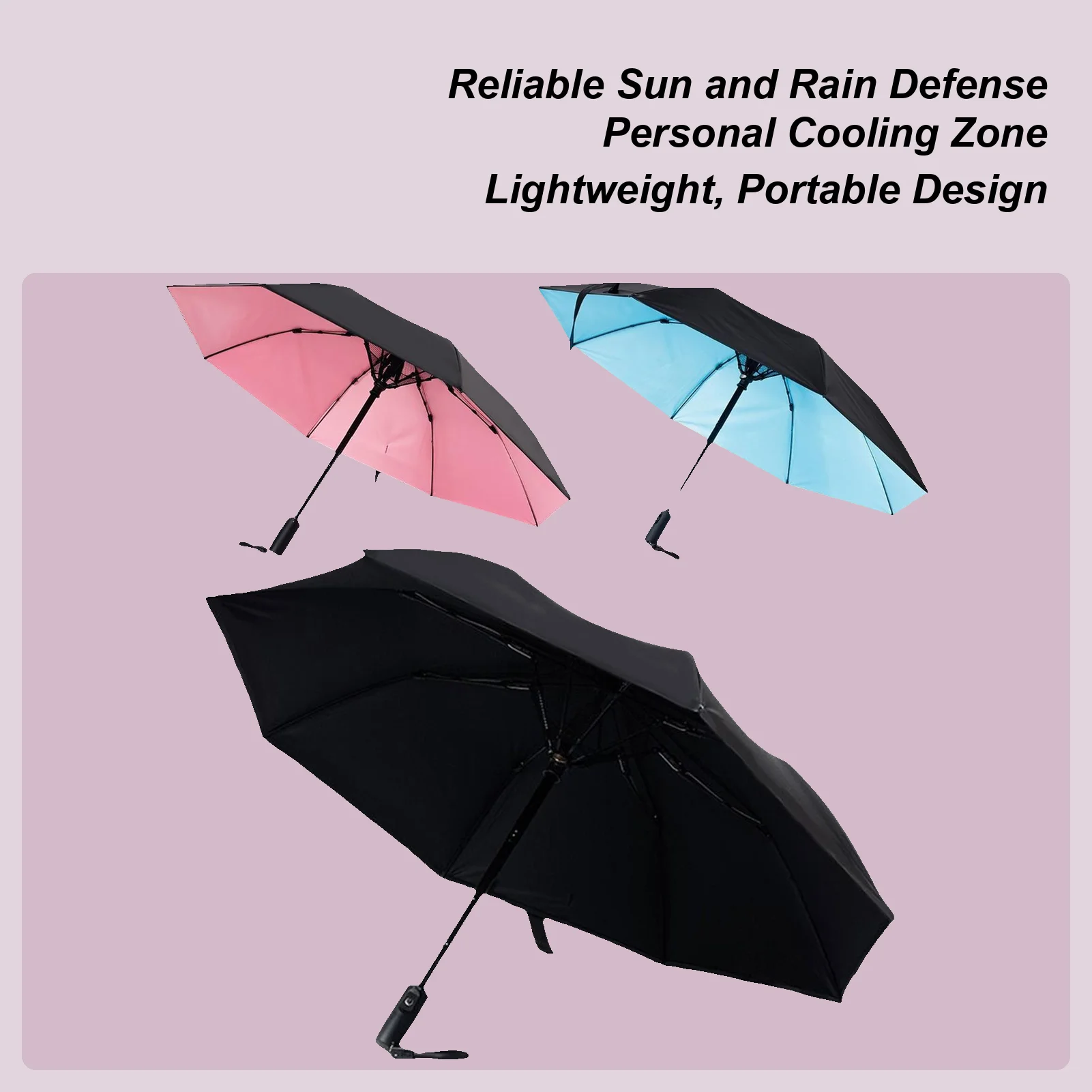 

Sun Umbrella UV Protection Umbrella with Cooling Fan Rechargeable Canopy Sunshade Rain Shade Parasol for Adults Kids Outdoor