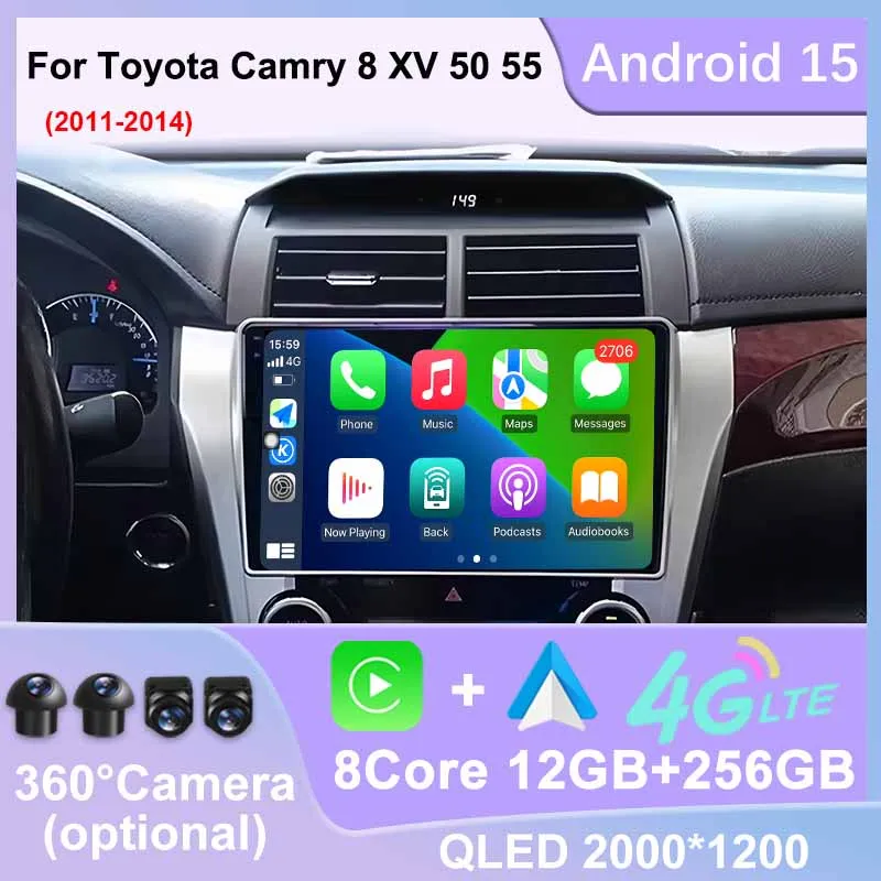 

Split Screen For Toyota Camry 8 XV 50 55 2011-2014 CarPlay Car Radio Video Audio GPS Navigation BT Multimedia Player DSP Stereo