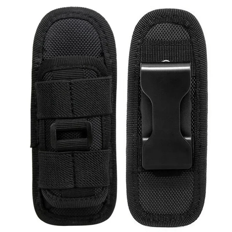 Molle tático caça náilon lanterna saco 360 graus rotativo ao ar livre capa coldre lanterna caso portátil flash