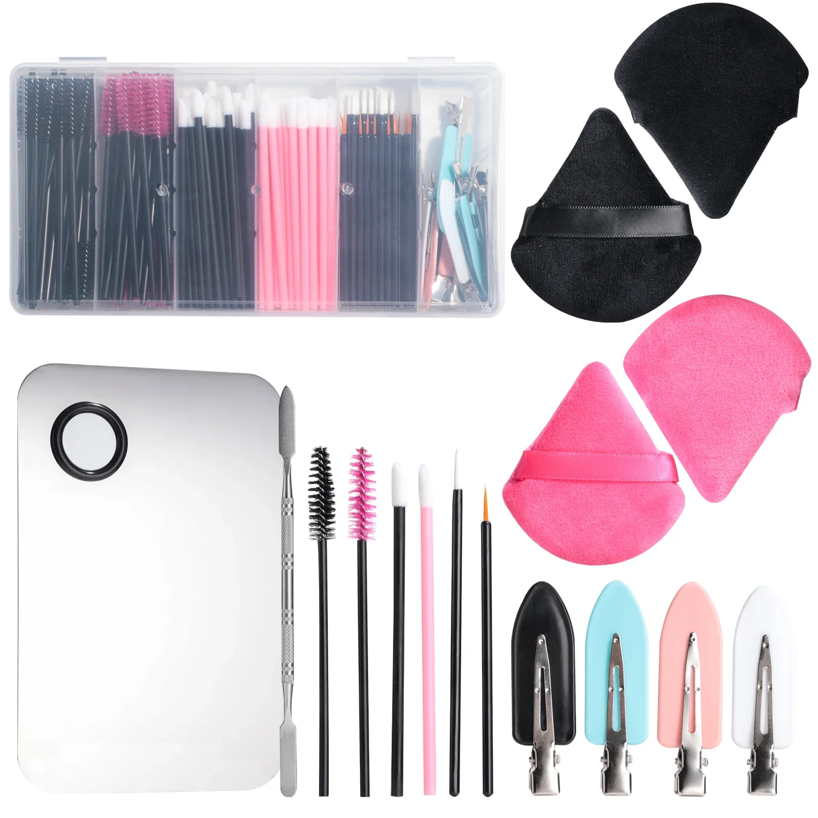 

# Hot Sales BS-MALL Disposable Makeup Applicators Kit Mascara Wands Lip Brushes Hair Clips Triangle Powder Puffs Makeup Mixing P