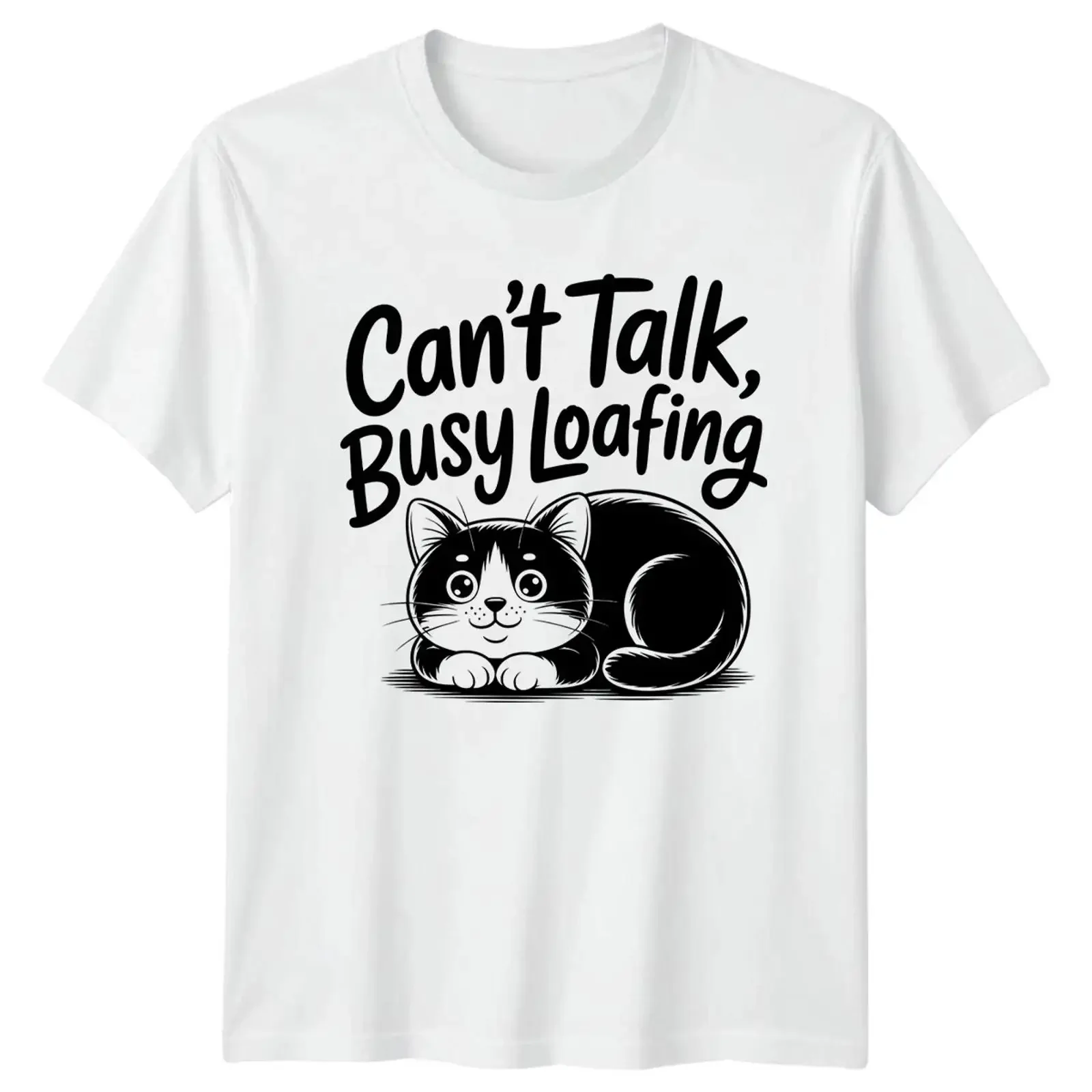 Cant Talk Busy Loafing T Shirt Katze Haustierliebhaber Geburtstag Geschenk für Sie und Ihn vintage Washed Unisex Versatile