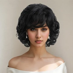 Natural Synthetic Short Curly Black Wigs For Women 10 Inch Wig Daily Party Heat Resistant Hair