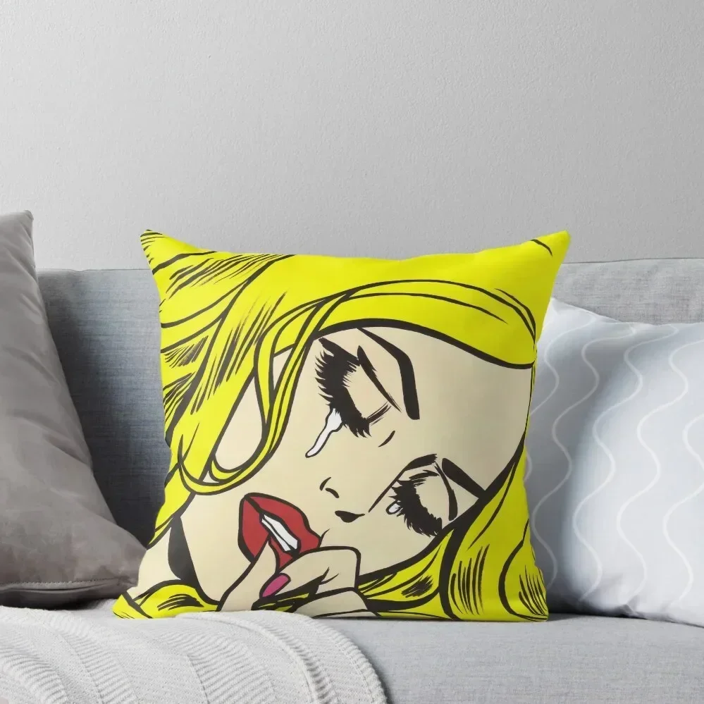 

Blonde Crying Comic Girl Throw Pillow New year pillow cover luxury Pillow Cases Decorative Decorative Sofa Cushions