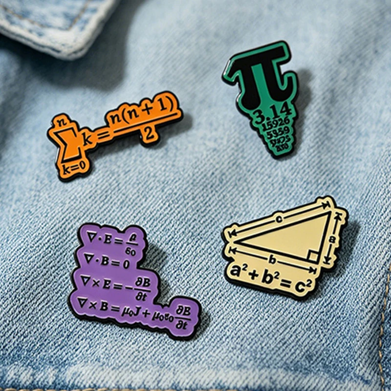 Cartoon Math Enamel Brooch Lapel Pin Formula Trigonometric Function Calculus Mathematic enthusiast Metal Badge Punk Jewelry Gift