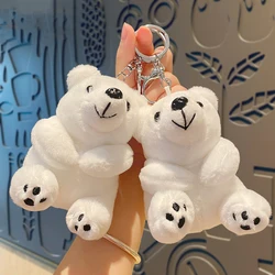 Cute Plush White Polar Bear Doll Key Chain Pendant Cartoon Fat Animal Snow Polar Bear Car Keychain Bag Pendant Lovers Women Gift