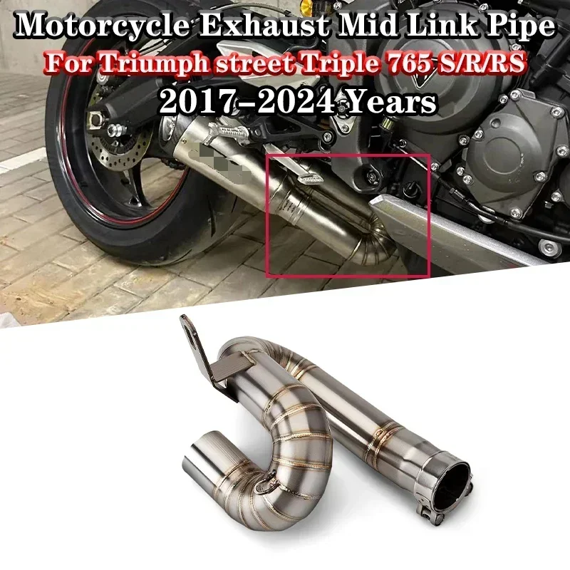 For Triumph Street Triple 765 S R RS 2017 - 2024 Escape Moto Muffler Modify Connect Tube 50.8mm Motorcycle Exhaust Mid Link Pipe