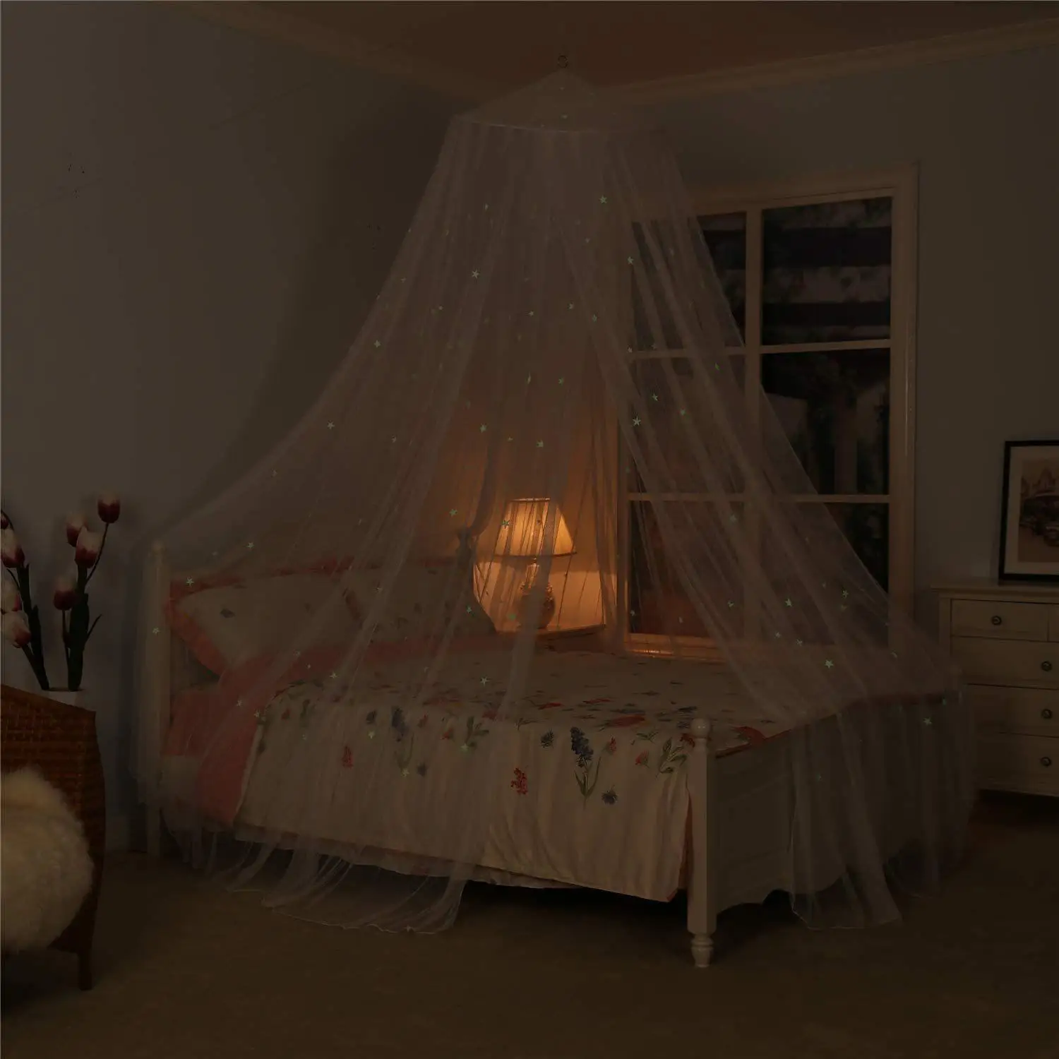 Outdoor Portable round Mosquito Top Glowing Star Tent Window Curtain Hanging Public 08 Mosquito Net Universal Polyester Fiber
