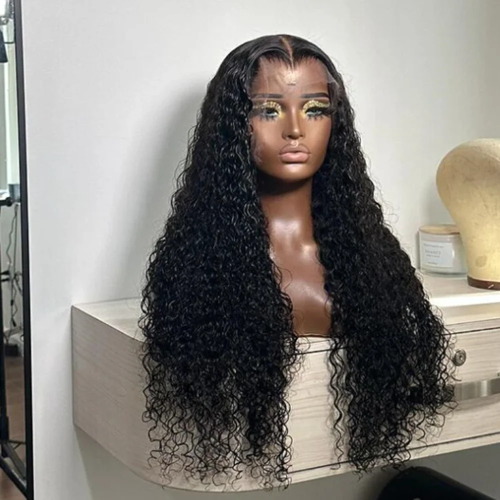 

Long Natural Black 26“180Density Soft Glueless Kinky Curly Lace Front Wig For Women With BabyHair Preplucked Daily Cosplay