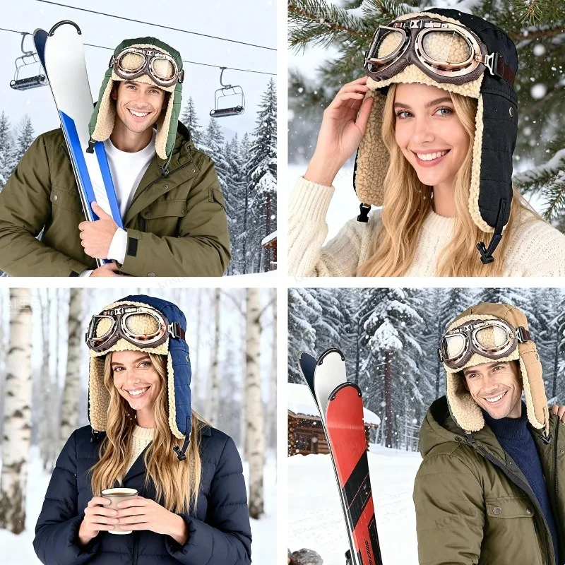 Gorro Aviador Térmico Antiviento con Gafas - alternate angle