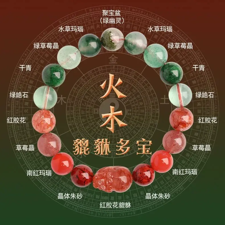 Optimized Financial Bracelet Brave Five Elements Complement Lack Love Gold Water Fire Soil Water Wood HandString Natural Crystal