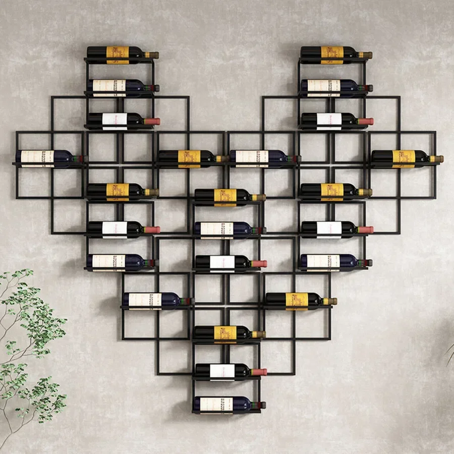 Wall Wine Rack Alcohol Drink Shelf Decor Industrial Showcase Commercial Shelves Red Wine Cabinet Whisky Wijnkast Bar Furniture