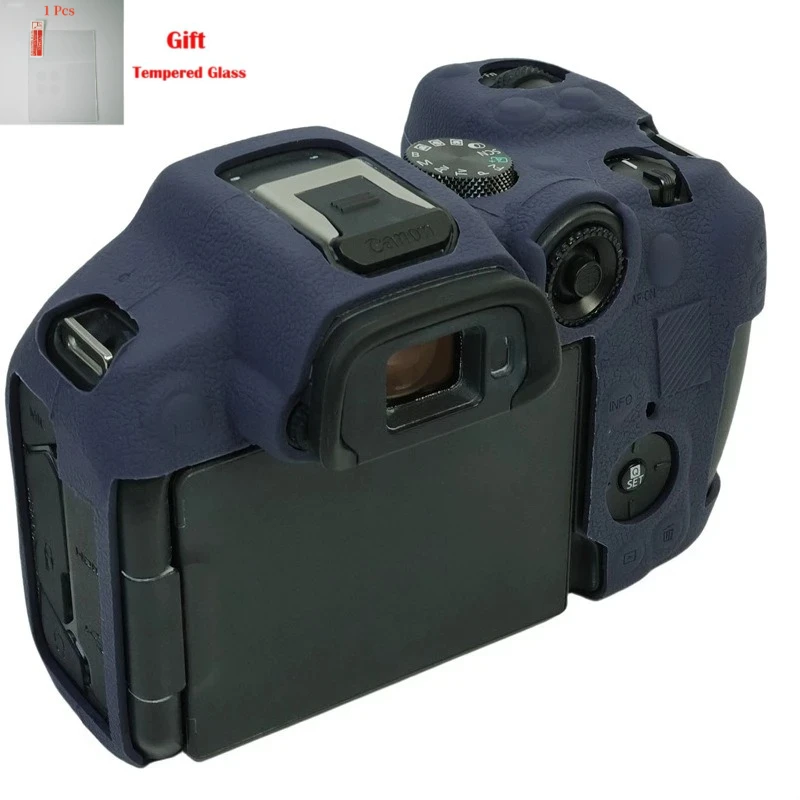For Canon EOS R7 Armor Skin Rubber Body Protective Cover Soft Silicone Case Camera Bag  + 1PCS Free Tempered Film
