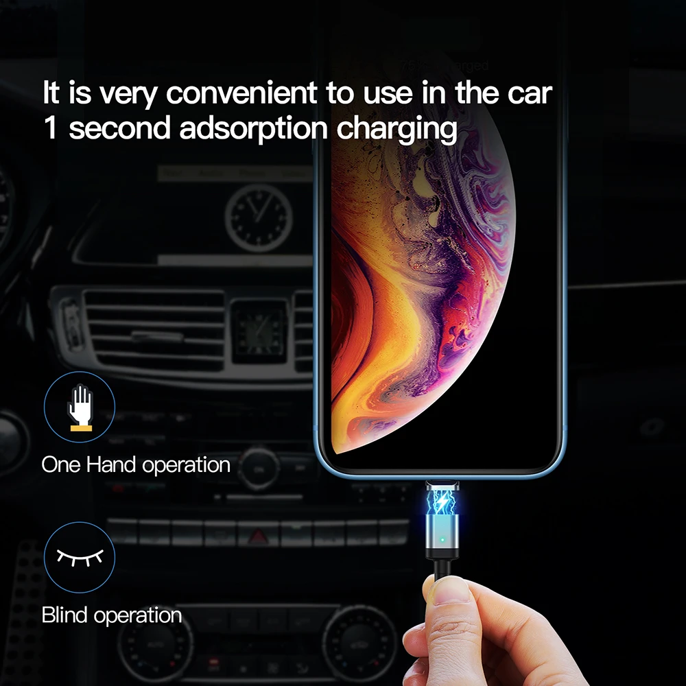 Suntaiho 마이크로 USB C 타입 마그네틱 케이블, 고속 충전 코드, 아이폰 샤오미 삼성 자석 데이터 충전기, 3M, 3A