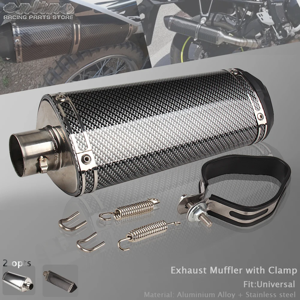 125cc-160cc Dirt Pit Bike Motorcycle 38mm Exhaust Muffler Refires Carbon Fiber Quiet Exhaust Pipe Silencedr Back-end Universal