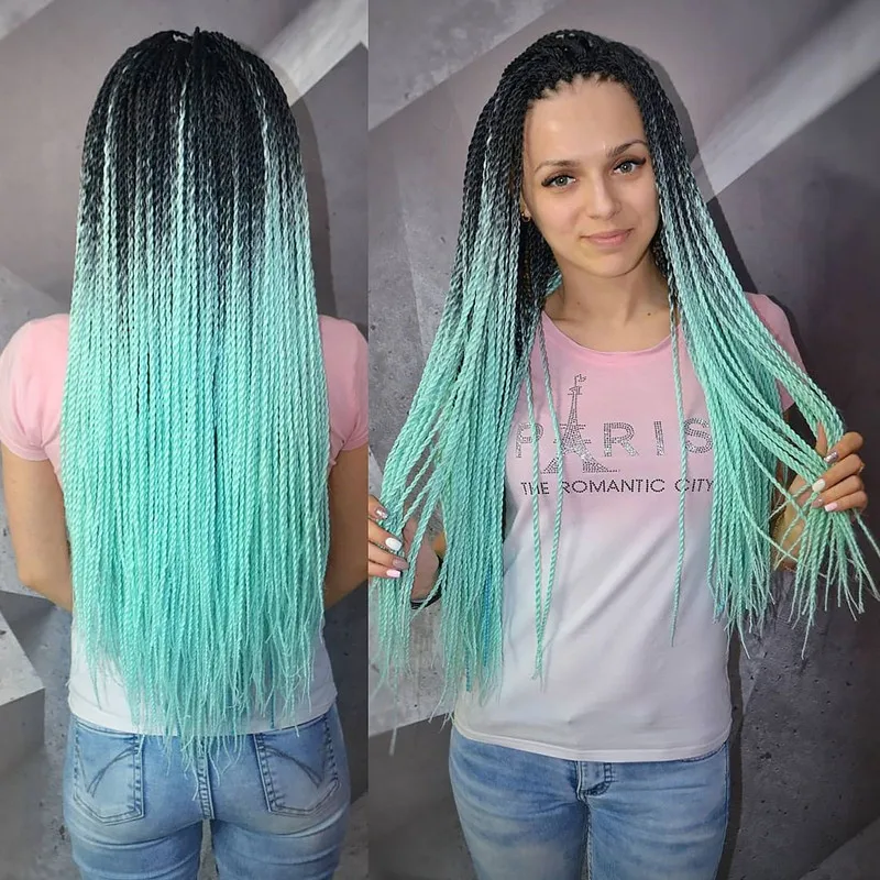 22 pollici intrecciatura sintetica estensione dei capelli Senegalese Twist Crochet trecce 20 fili/confezione sottile Senegal Twist biondo Ombre Pruple