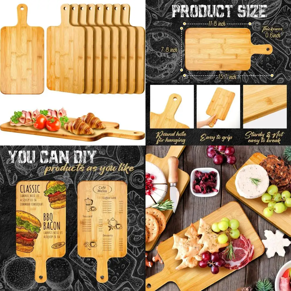 

Бамбуковые разделочные доски, 10 упаковок, 15,7 x 7,8 сервировочные кухонные доски для пиццы, хлеба, сыра и многого другого