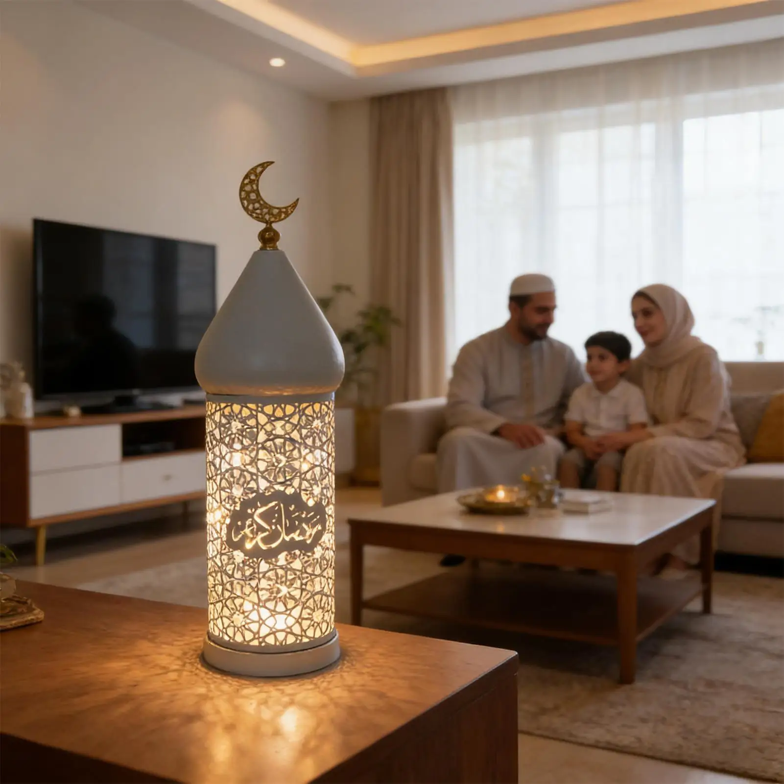 Metall-Laterne Kerzenhalter Ramadan-Dekoration Hohler Kerzenhalter im Nahost-Stil Teelichthalter für Heimdekoration