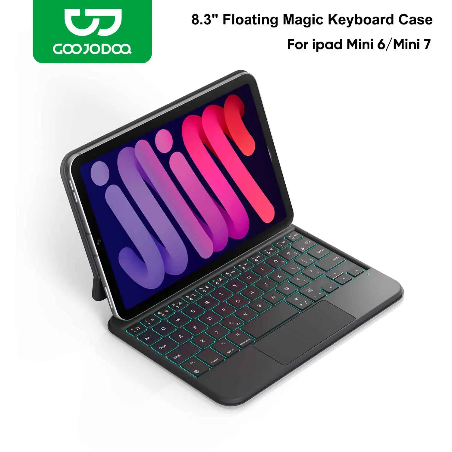 GOOJODOQ Magic Keyboard Case for iPad Mini 7 A17 Pro Mini 6 6th/7th Gen 8.3 inch Floating Cantilever Stand Multi-Touch Trackpad