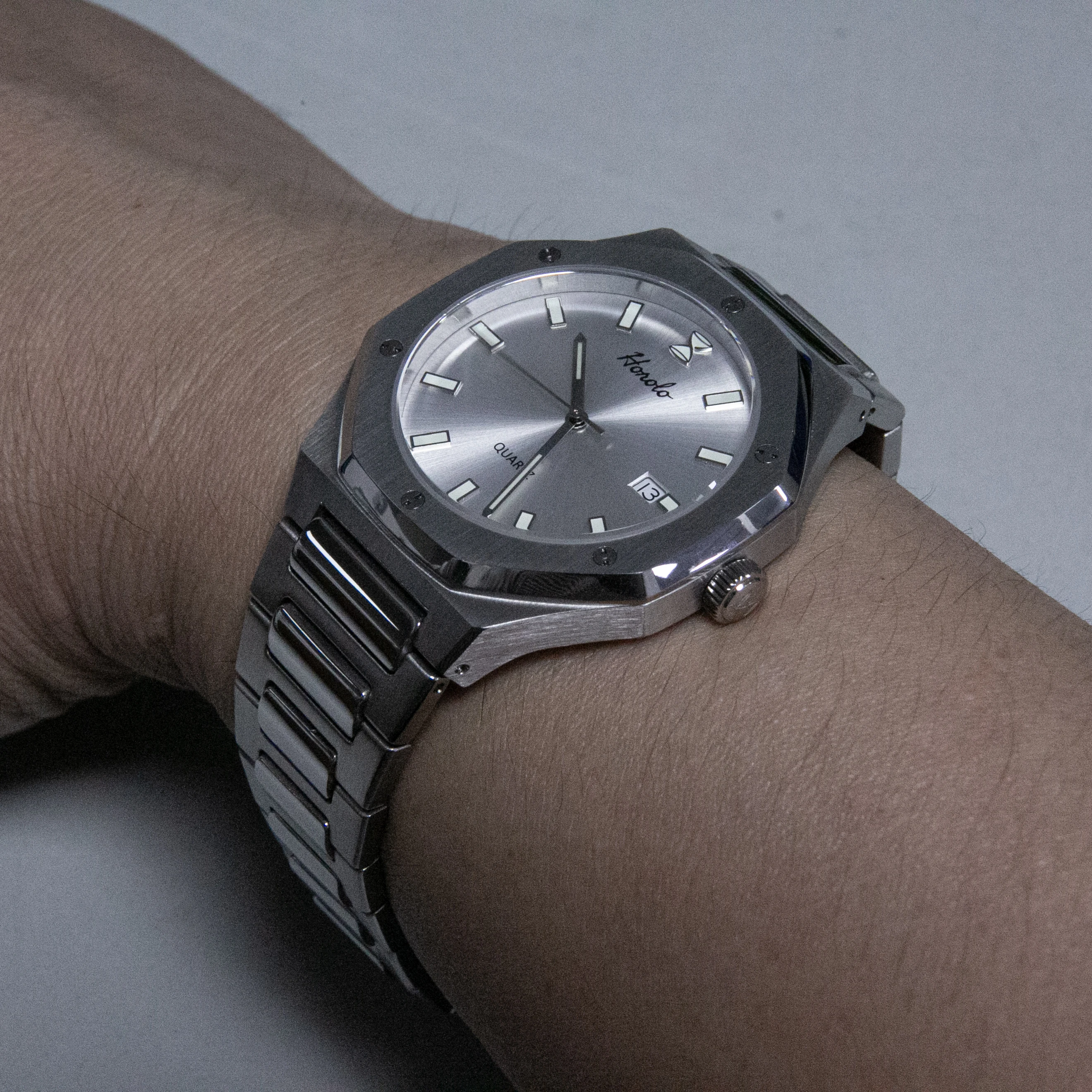 Horolo Zwitsers quartz uurwerk Ronda 515 herenhorloge roestvrij staal 316L superlichtgevend C3 waterbestendig 5ATM