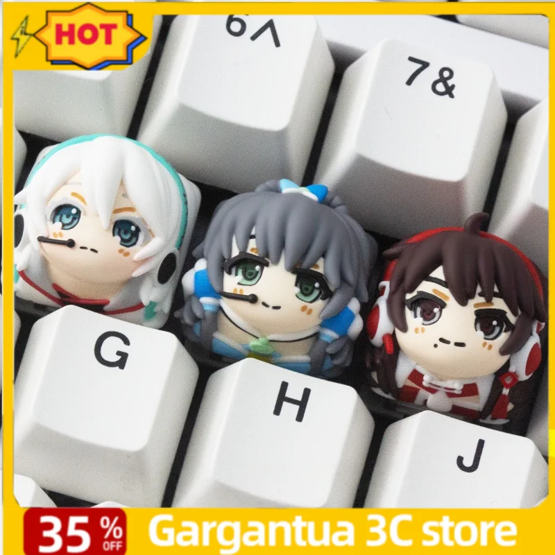 

Loy Leah Le Mika Mikuchi Anime Keycap 3D Resin Kawaii Custom Cherry R4 Profile Gaming Key Caps For Mechanical Keyboard