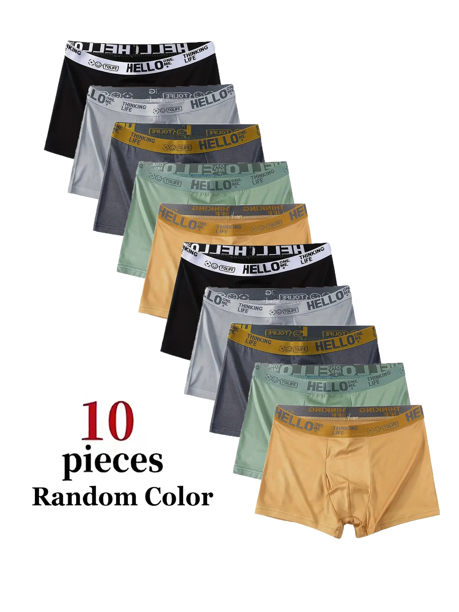 Random 10Pcs Men's Underwear Fashion High Stretch Boxer Shorts Breathable Soft Men's Shorts Comfortable Plus SizeL-4XL