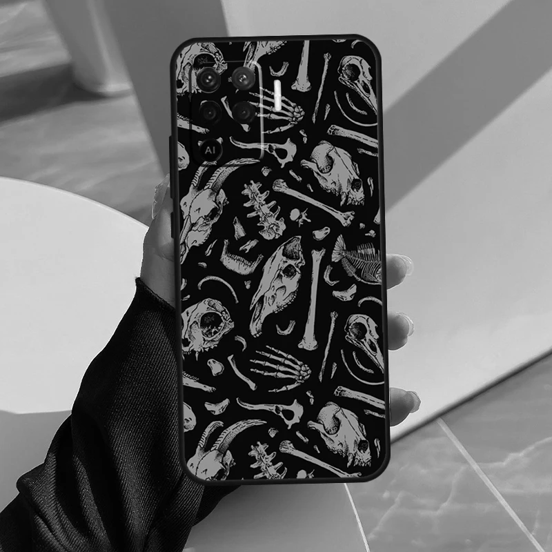 Bones Skeleton For OPPO A78 A98 A58 A17 A77 A74 A94 A15 A16 A52 A72 A91 A76 A96 A5 A9 A54 A57 S A53S Case